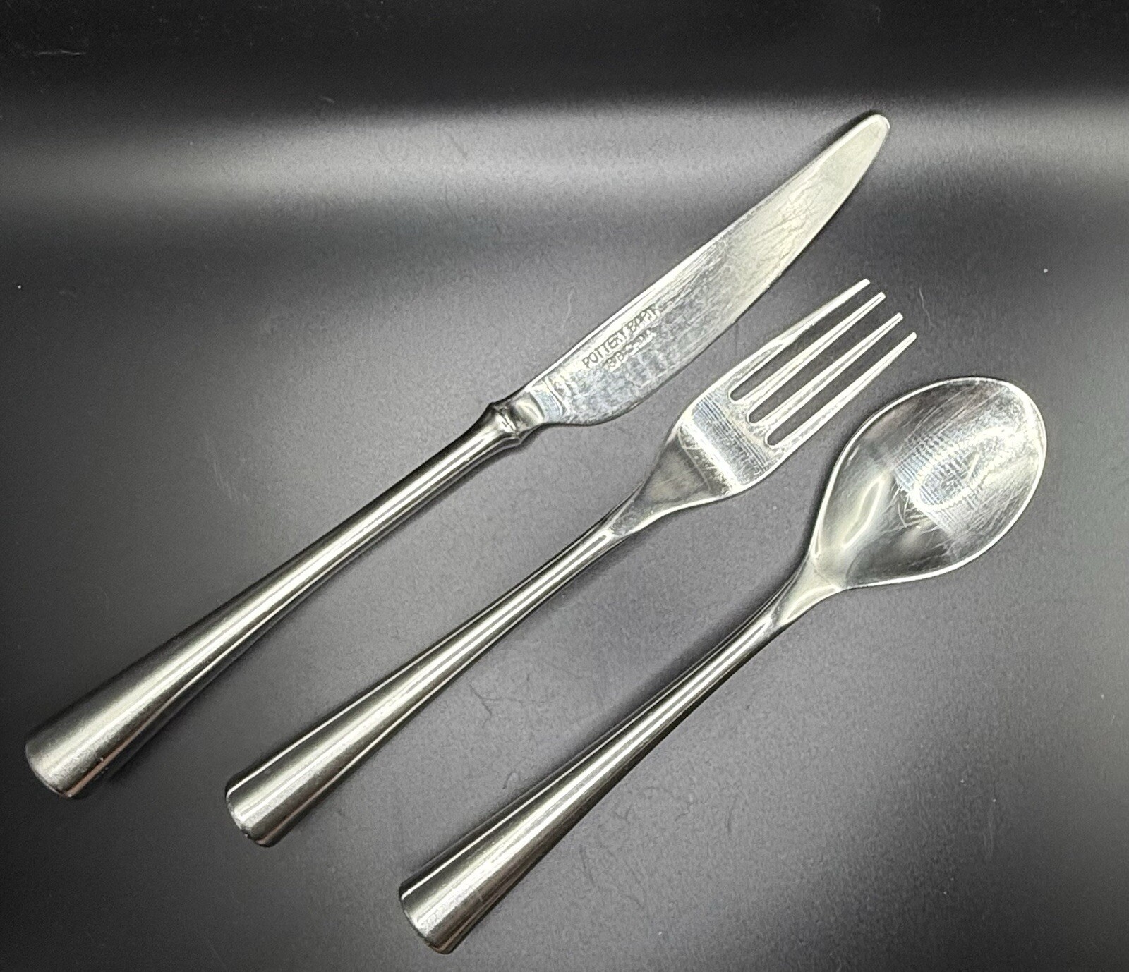 Pottery Barn PBN20 18/8 Stainless Round Handle Place Setting-3-Fork Spoon Knife gallery