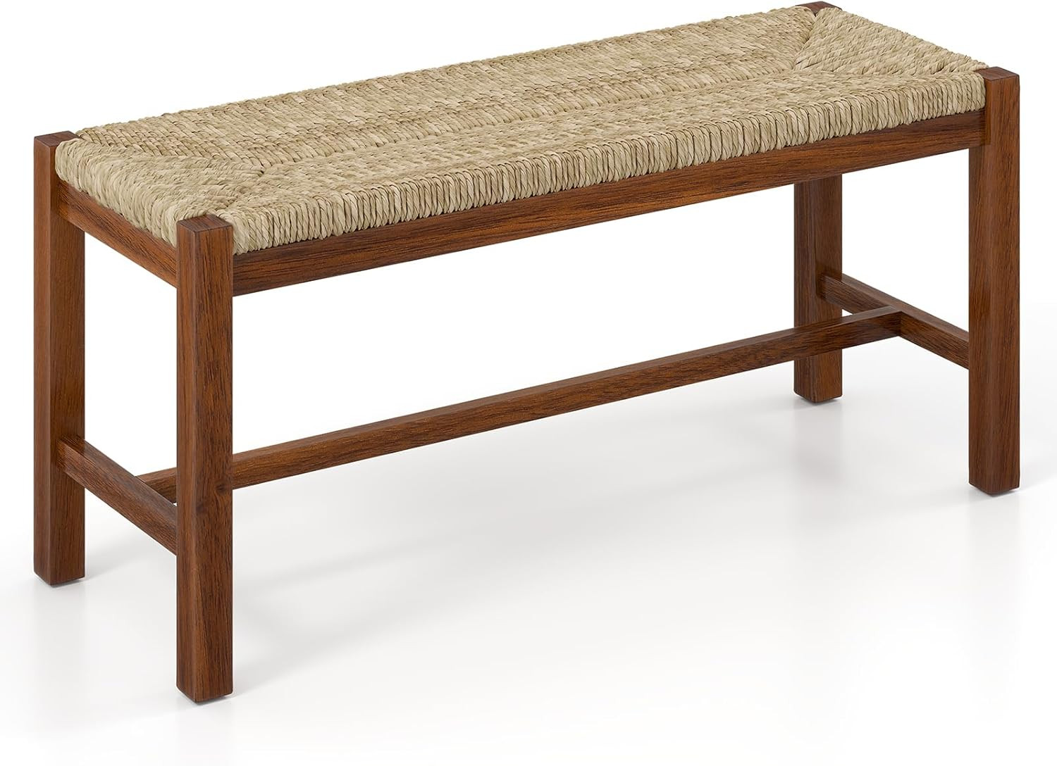 40" Seagrass Dining Bench with Rubber Wood Legs, 350 Lbs Capacity gallery