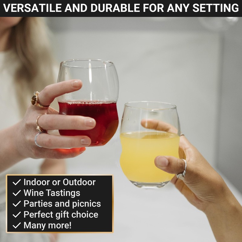 Unbreakable Plastic Stemless Wine Glasses 18 oz - 100% Tritan - Proprietary A... gallery