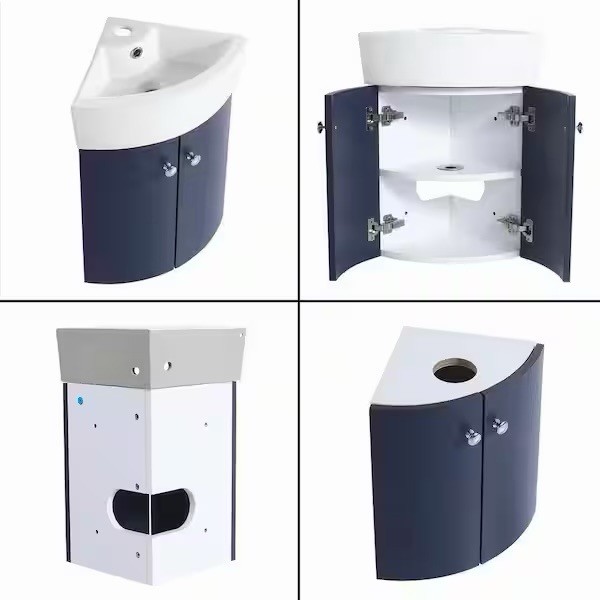 Wall Mounted Corner Single Bathroom Vanity New ARTCHIRLY With Ceramic Vanity Top gallery