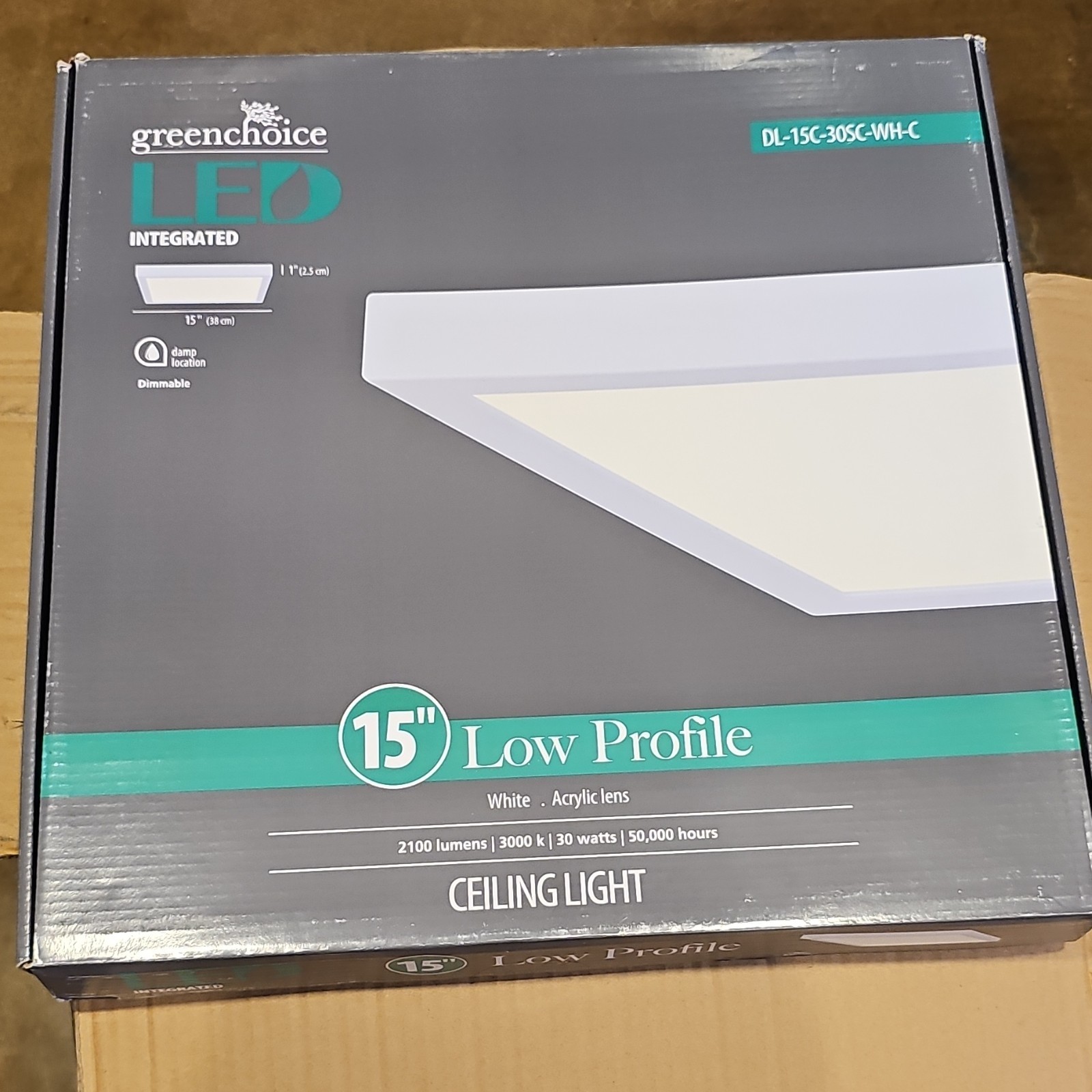 (Lot 5) Greenchoice 15" LED Low Profile Ceiling Light White Acrylic Dimmable gallery