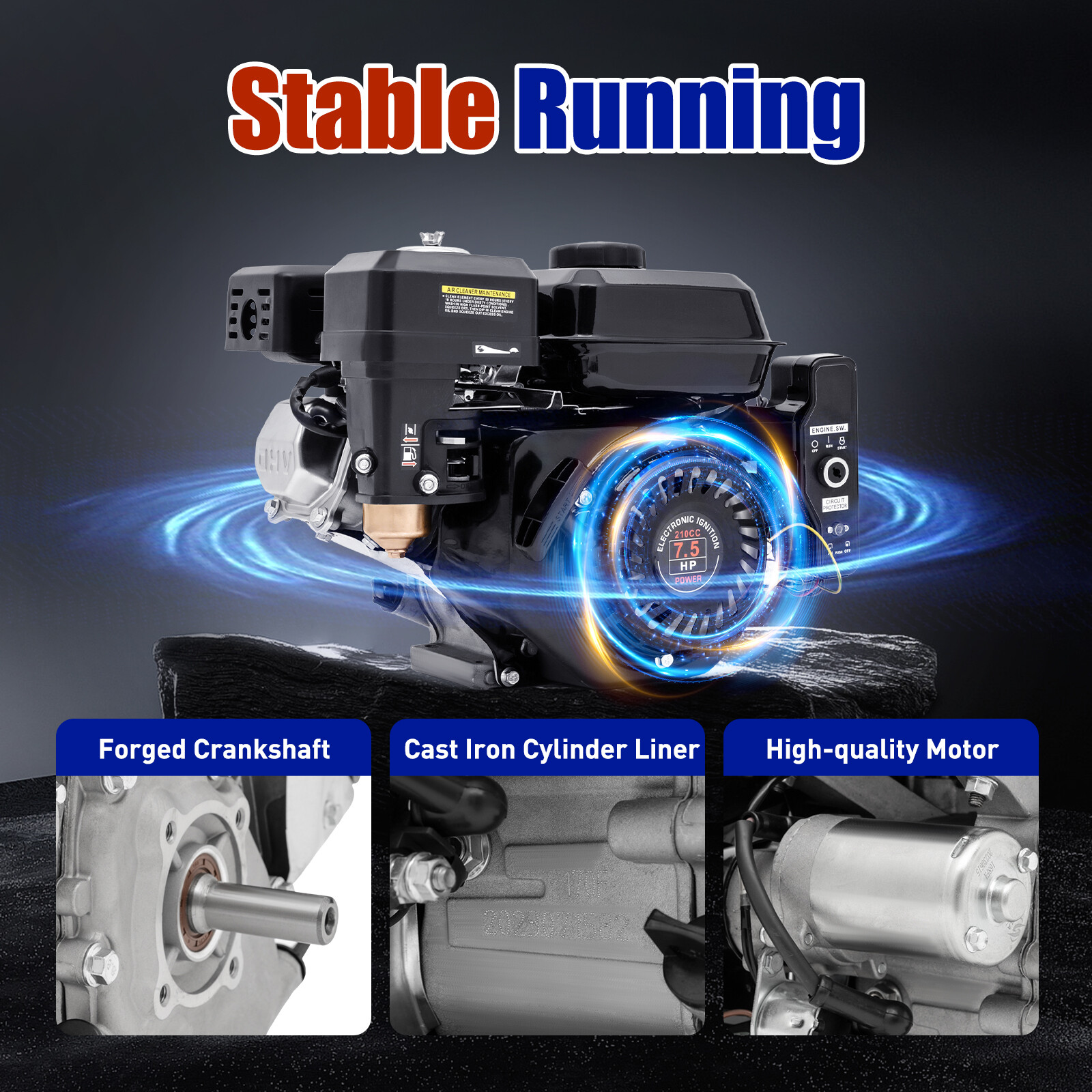 212CC Motor Electric Start Horizontal Engine Go Kart Gas Engine 4-Stroke 7.5 HP gallery