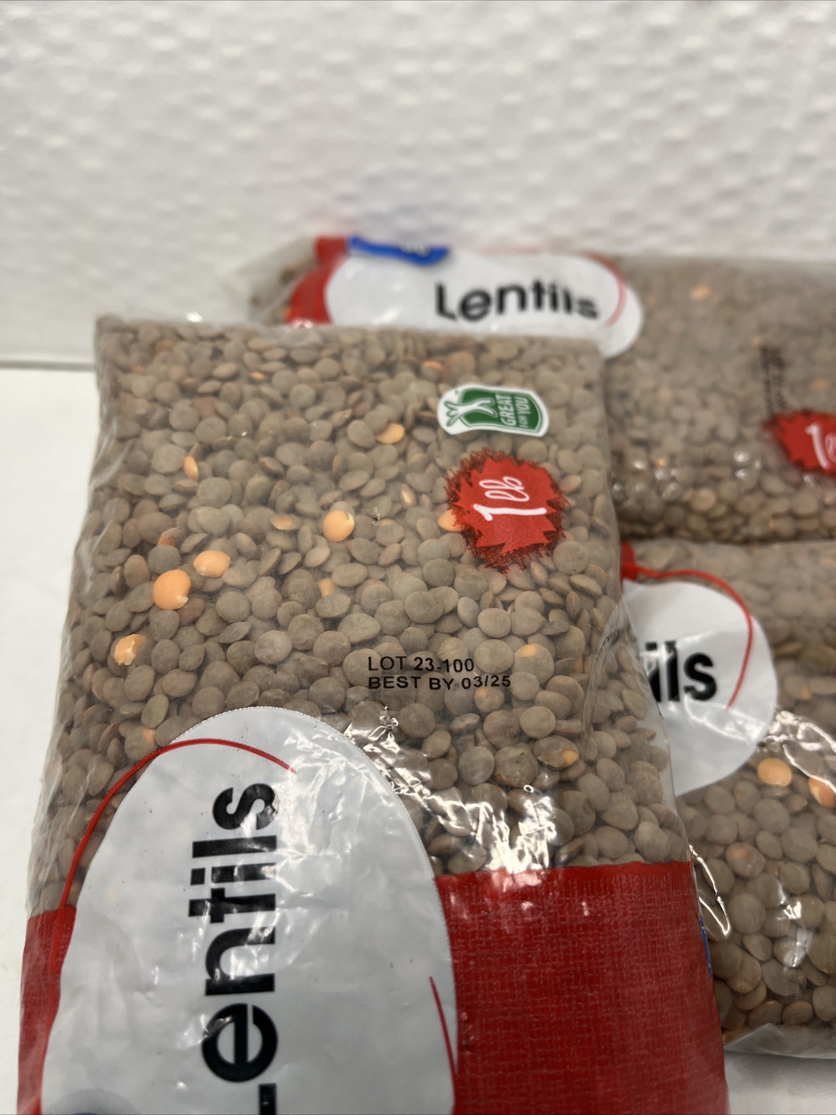 Great Value Brand Lentils 4 One Pound Bags Exp: 3/25 gallery