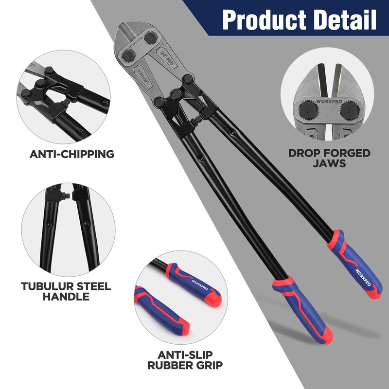 WORKPRO 24-inch Bolt Cutter Chrome Molybdenum Steel Blade Heavy Duty Bolt Cutter gallery