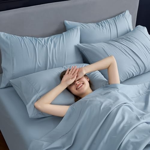 Sheets Set 6 Piece Cooling Bed Sheets with 4 Envelope Pillowcases Full Blue gallery