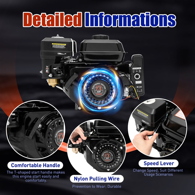 212cc 7.5 HP Electric Start Horizontal Engine Go Kart Gas Engine Motor 4-Stroke gallery
