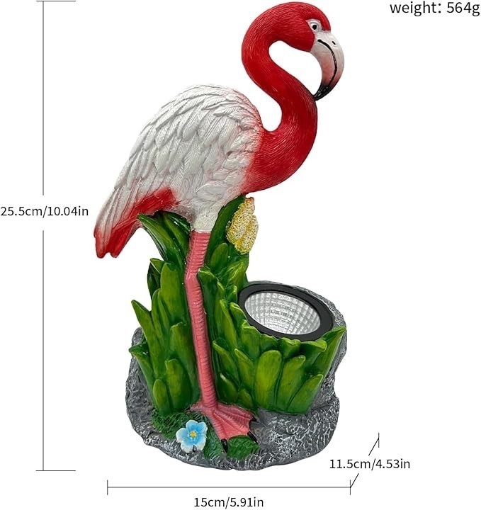 Outdoor Flamingo Statue w/ Solar LED Spotlight, Artistic Garden Lawn Patio Decor gallery