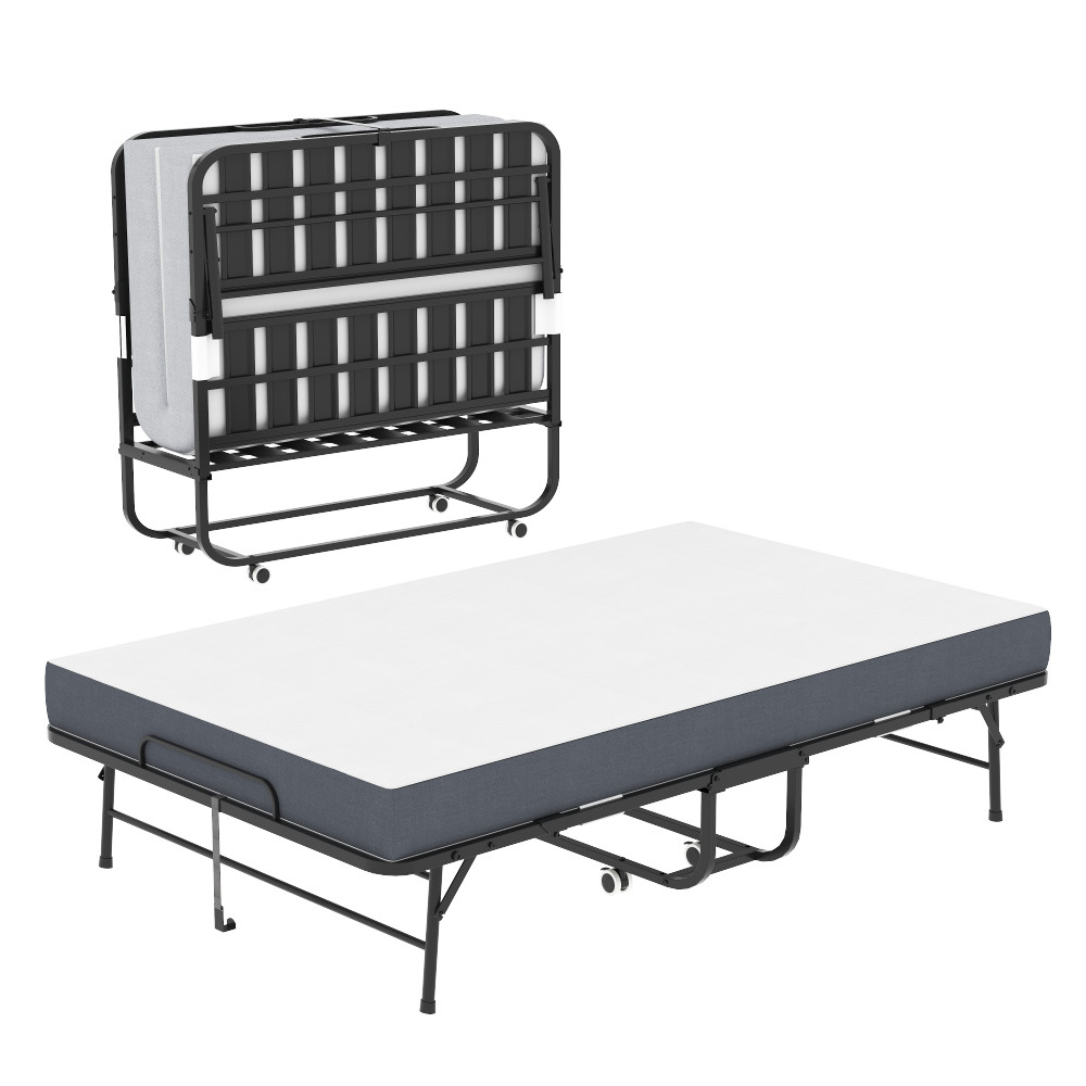 Large 75"x46" Folding Bed w/ 5" Memory Foam Mattress,Rollaway Guest Bed Portable gallery