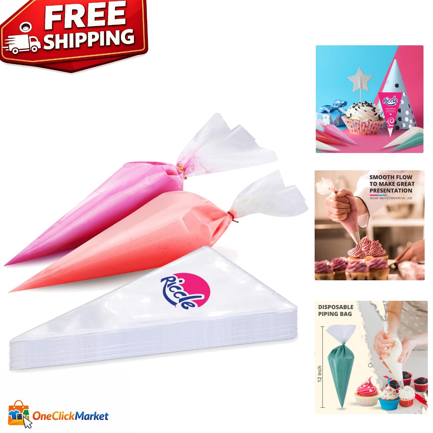 100 Count 12-Inch Anti-Burst Disposable Piping Bags for Elegant Desserts gallery