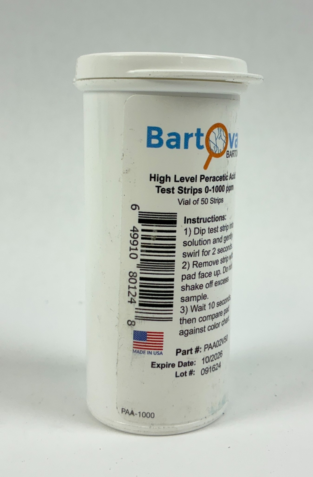 Bartovation Chlorine & Peracetic Test Strips 0-1000 ppm Set of 2 gallery