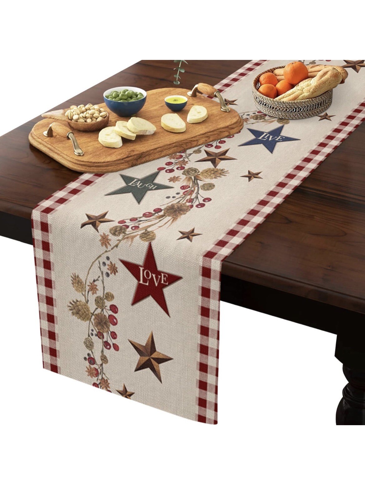 Table Runner Country Star Live Laugh Love Quote 13X70in gallery