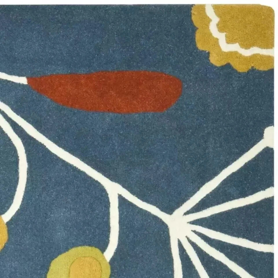 Blue, Hand-Tufted Wool & Modern Rug Soft Area Rug Carpet 3x5 feet gallery