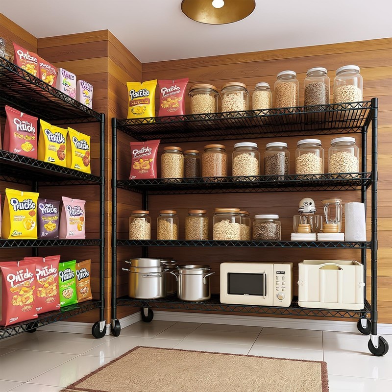 4-Tier Wire Storage Shelves with Wheels 2200LBS Shelving Unit 55.55''x24''x75'' gallery