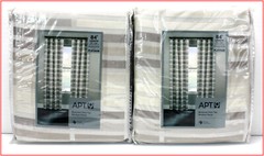 2 Panels- MONTREAL Window Drape Curtain – 84″ Long -Silver Ivory Striped 🌟NEW🌟