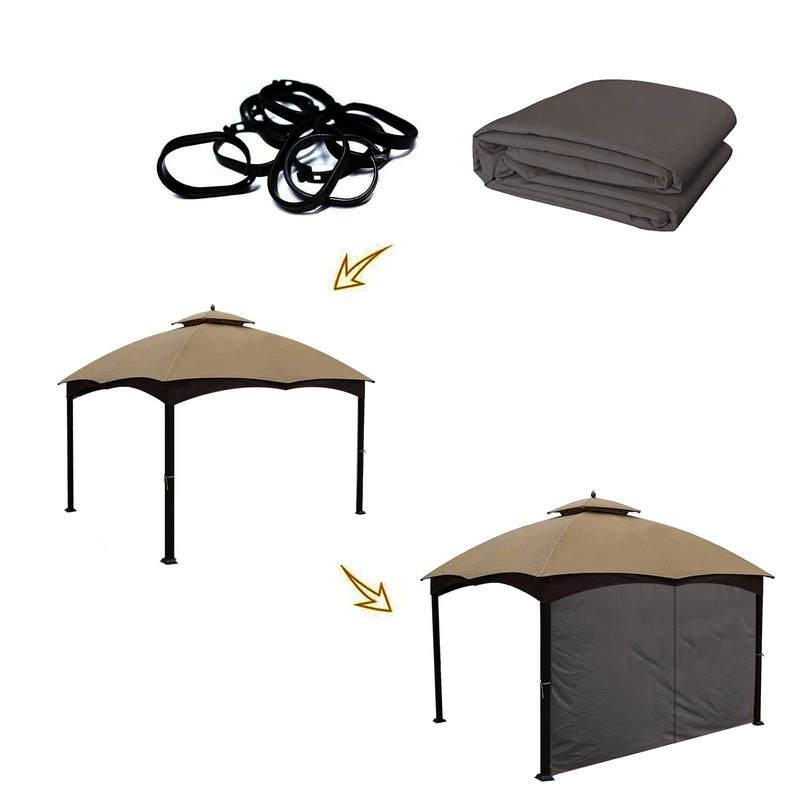 Gazebo Universal Replacement Privacy Curtain – Hugline 10' x 10x10, Brown gallery