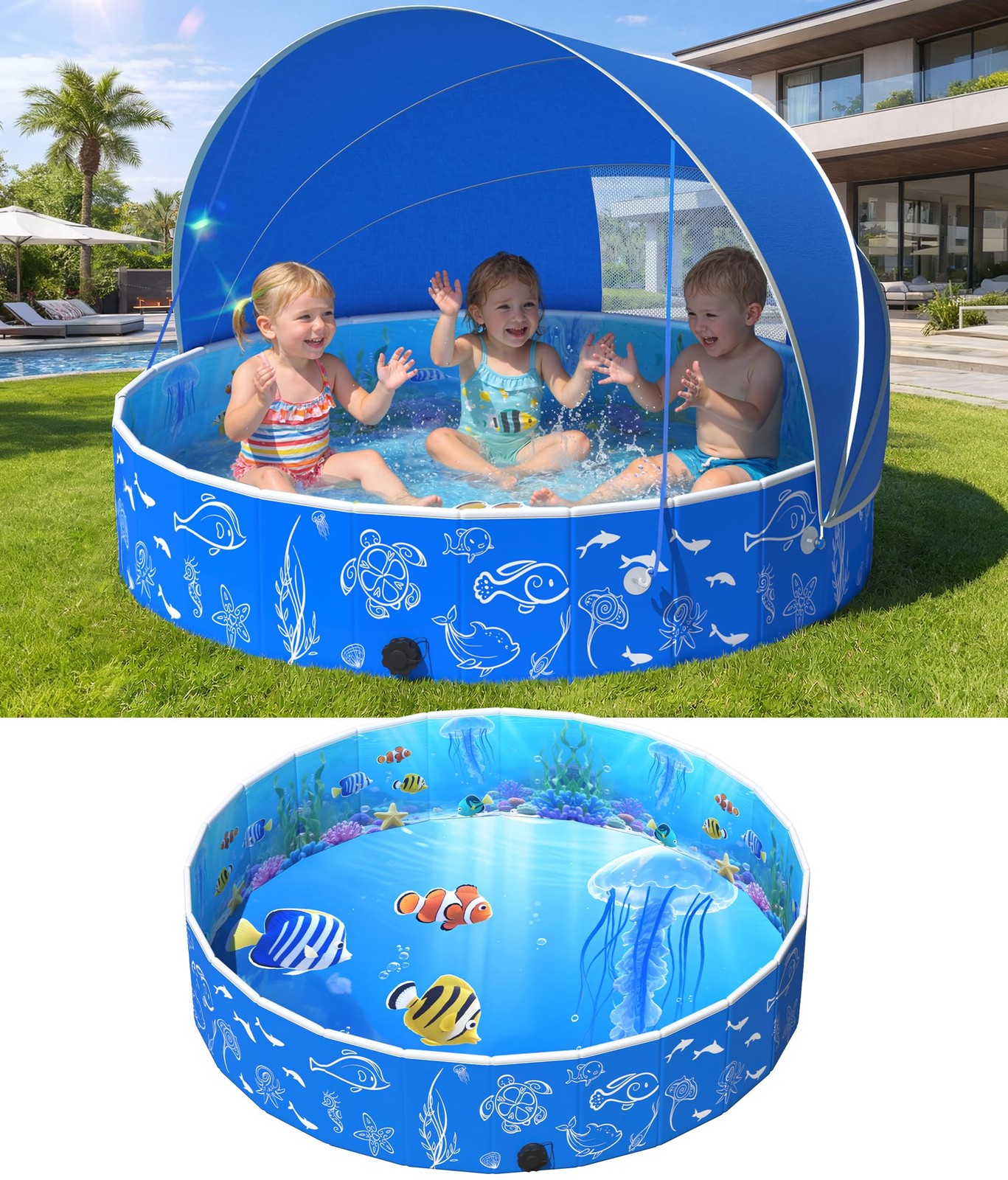 51In Foldable Kiddie Pool with Canopy, UV Protection for Kids gallery