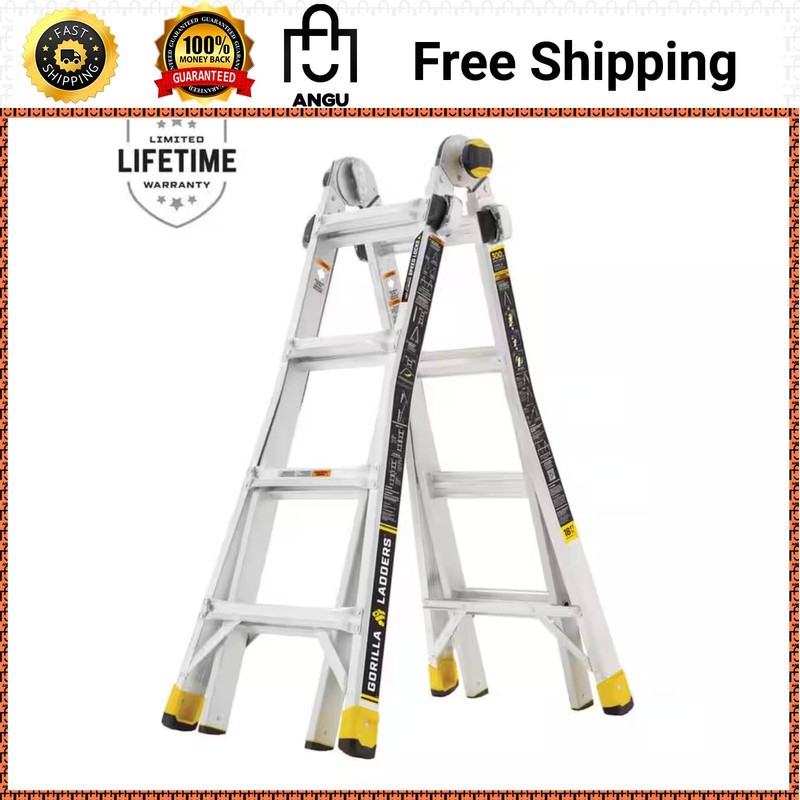 18ft Reach Aluminum Multi-Position Ladder Type IA 300lb Tool Hangers gallery