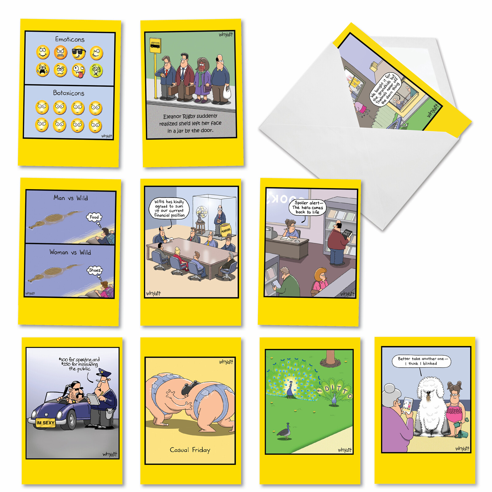 10 Asst'd Funny Birthday Greeting Cards w/Env. (10 Designs) Whyatt's Wide World gallery