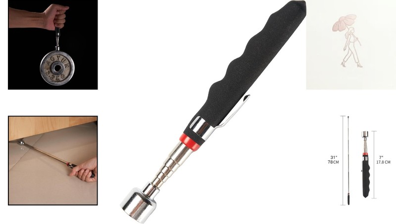 Portable Magnetic Pickup Tool - Extends to 31'' with 20 lb Magnet Power & Grip gallery