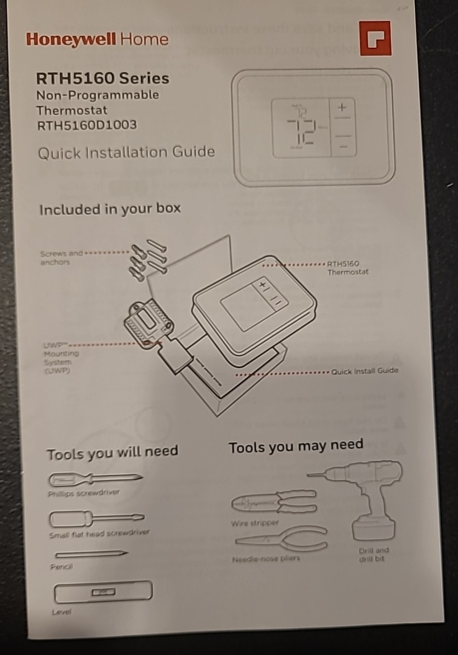 Honeywell T2 Non-Programmable Thermostat RTH5160D*403-14 (MISSING PARTS) gallery