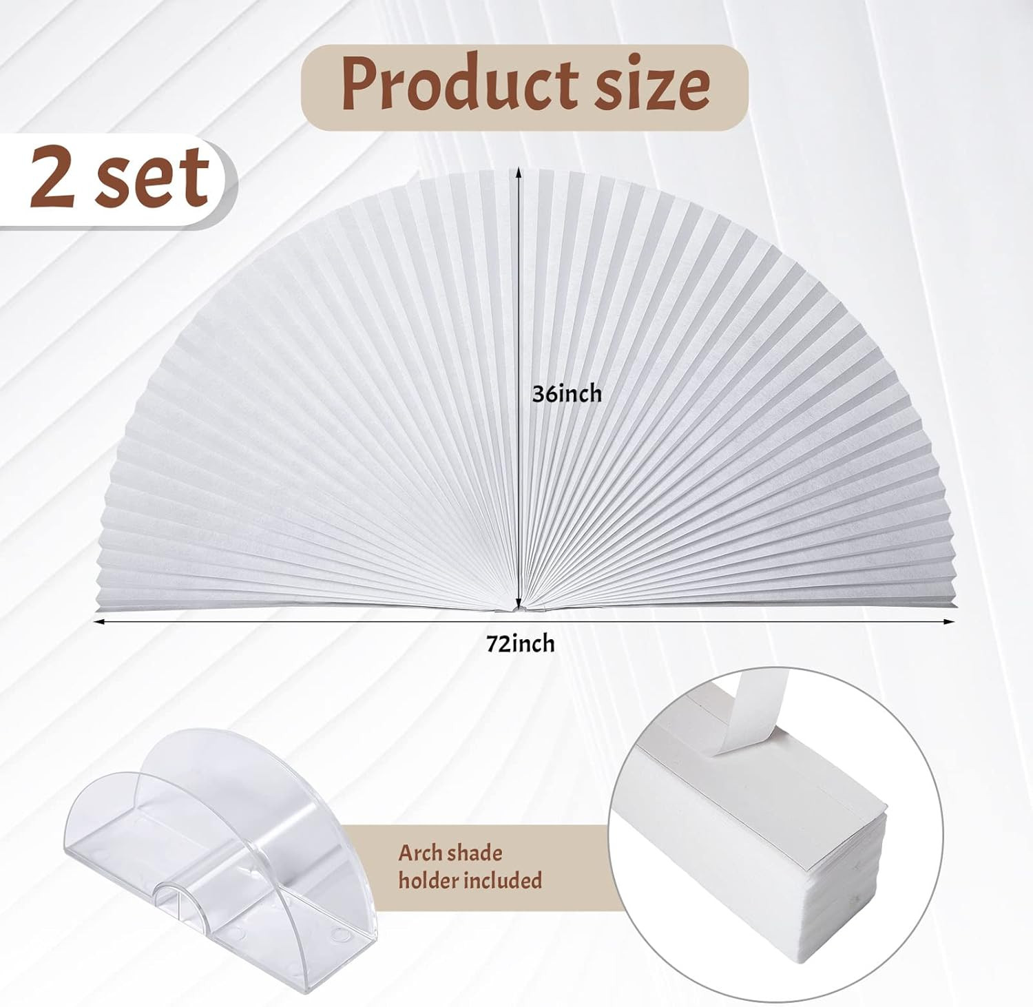 2 Pcs 36 X 72 Arch Half Circle Window Shades Window Pleated Blinds Light Filter gallery