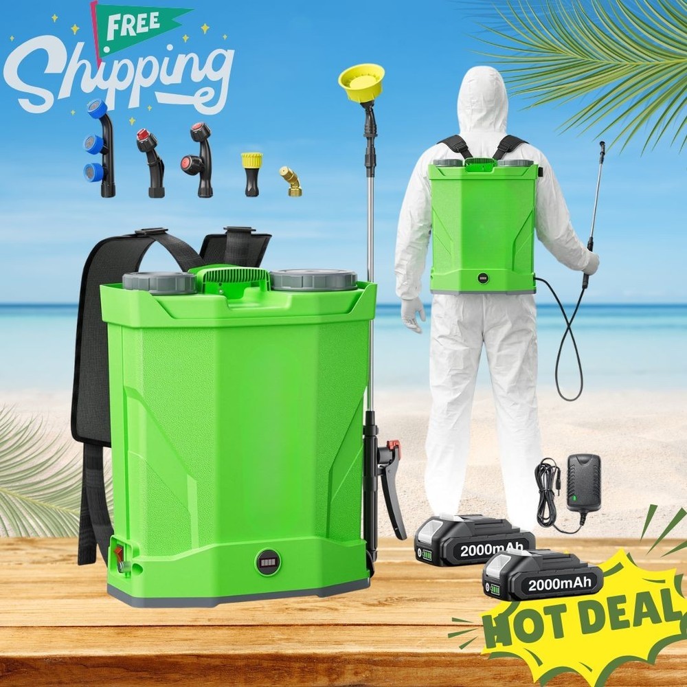 4 Gallon Battery Backpack Sprayer 2000mAh Dual Batteries