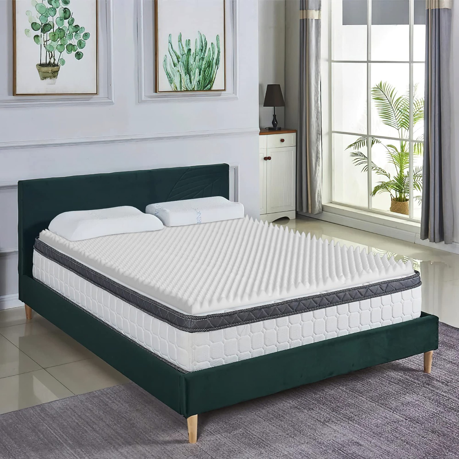 , 3-Inch Convoluted High Density Foam Mattress Topper, CertiPUR-US Certified ... gallery