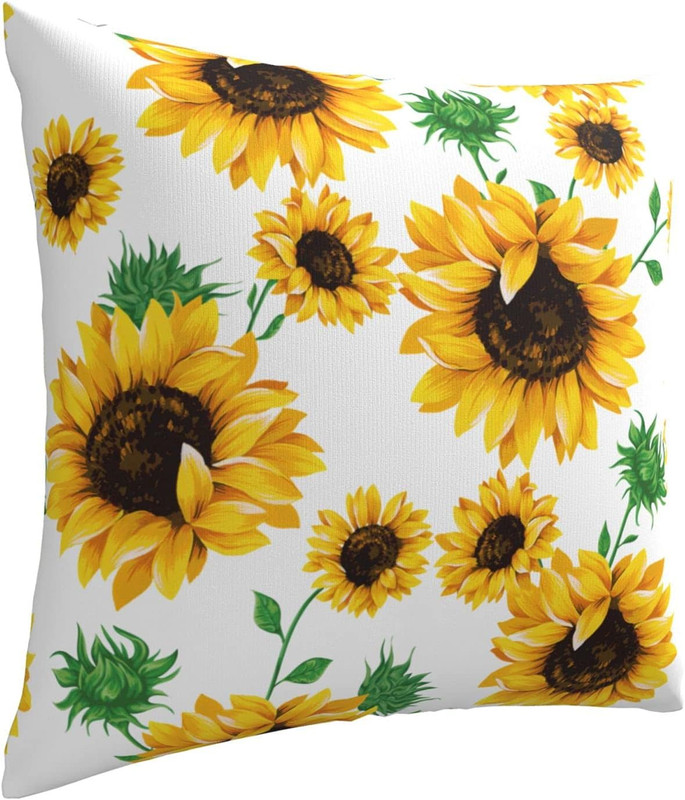 Yellow Sunflower Throw Pillow Case Square Sofa Cushion Cover Home Decorative Arm gallery