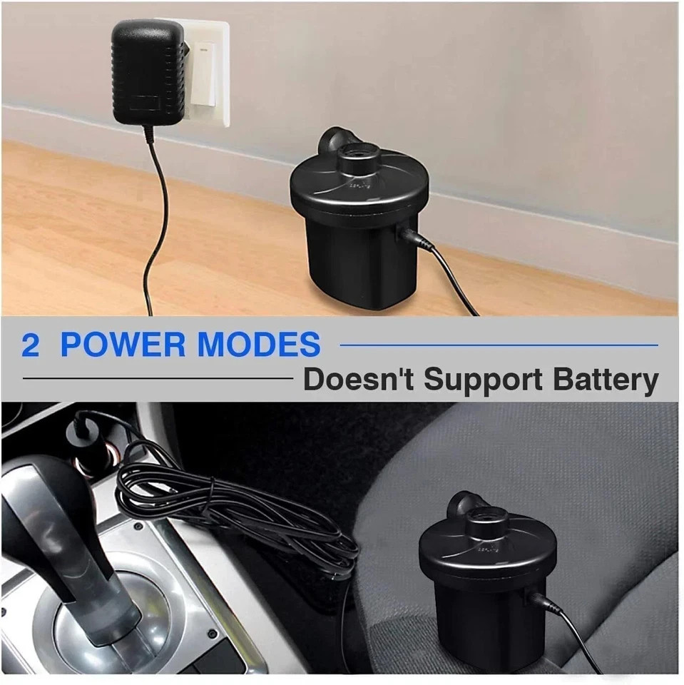 12V Electric Air Pump for Inflatables Air Mattress Pool Raft Bed, Boat, FastUS,- gallery