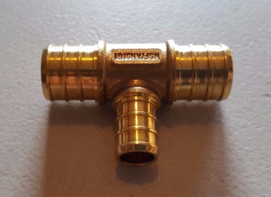 100 PIECES 3/4" X 3/4" X 1/2" PEX TEE BRASS CRIMP FITTINGS ( LEAD FREE ) gallery