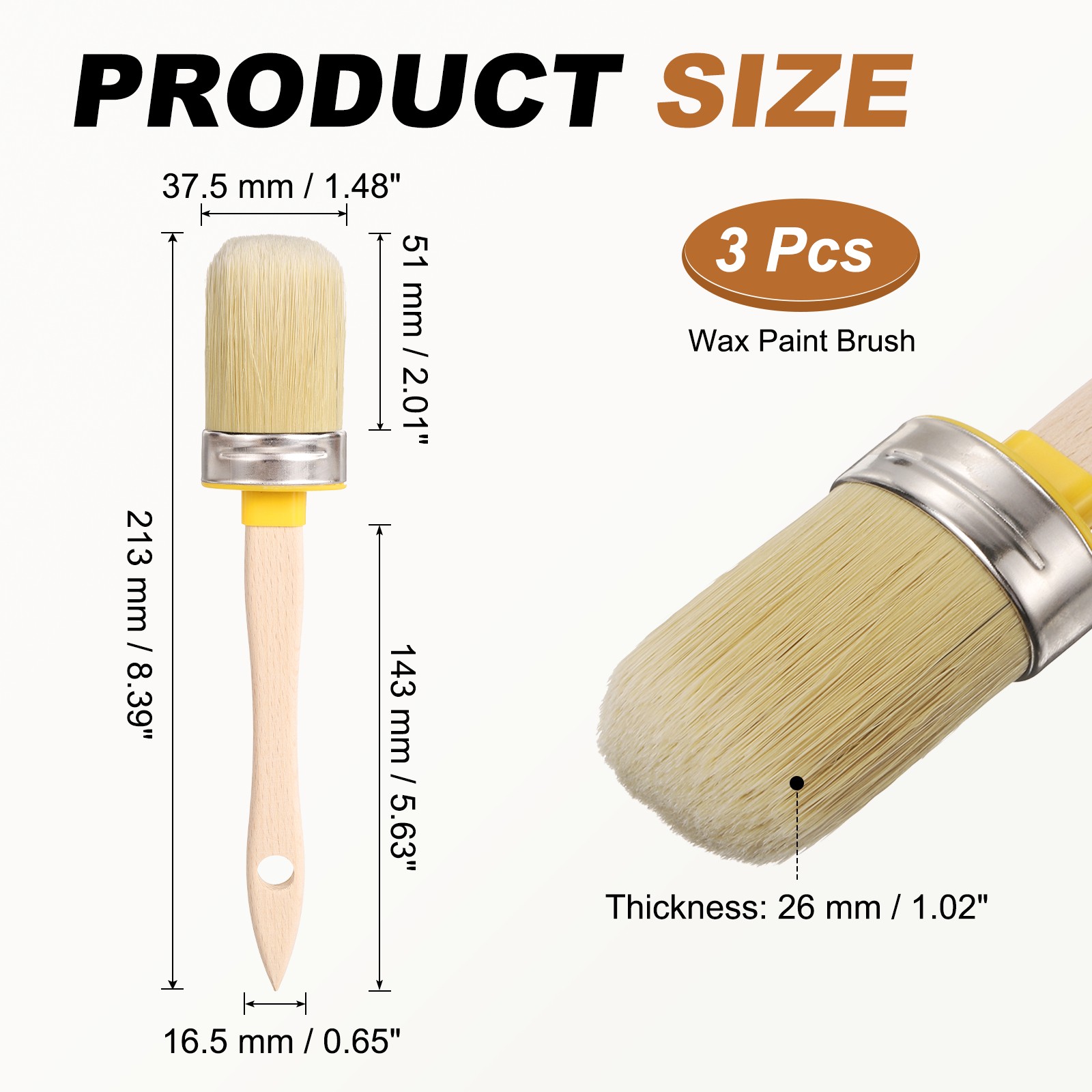 3 Pcs Wax Paint Brush 2 x 1.5 Inch Width Paint Brush Oval PET Fiber gallery