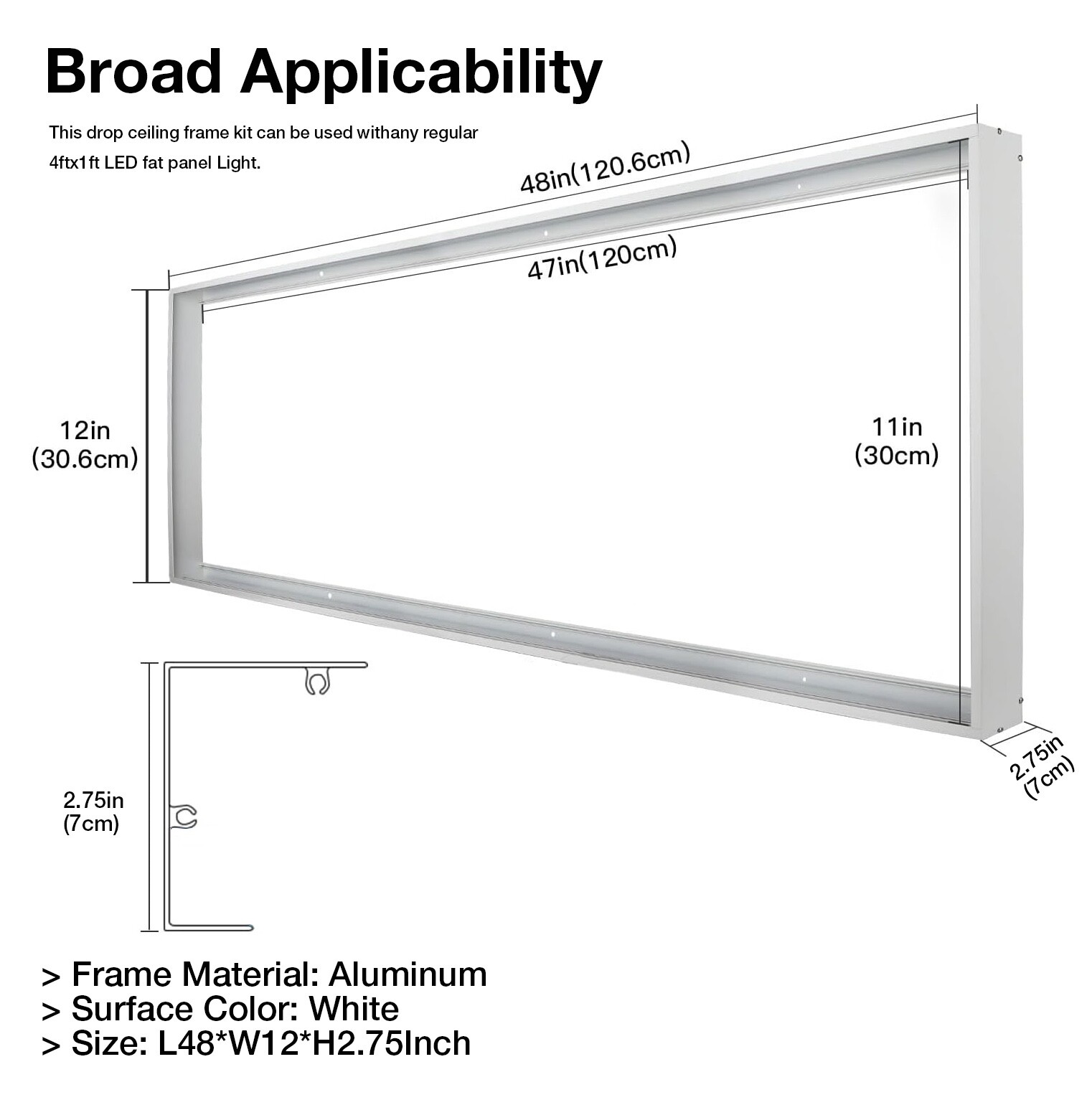 1X4 FT Surface Mounted Frame Kits for Ceiling installation, 2.75"H gallery