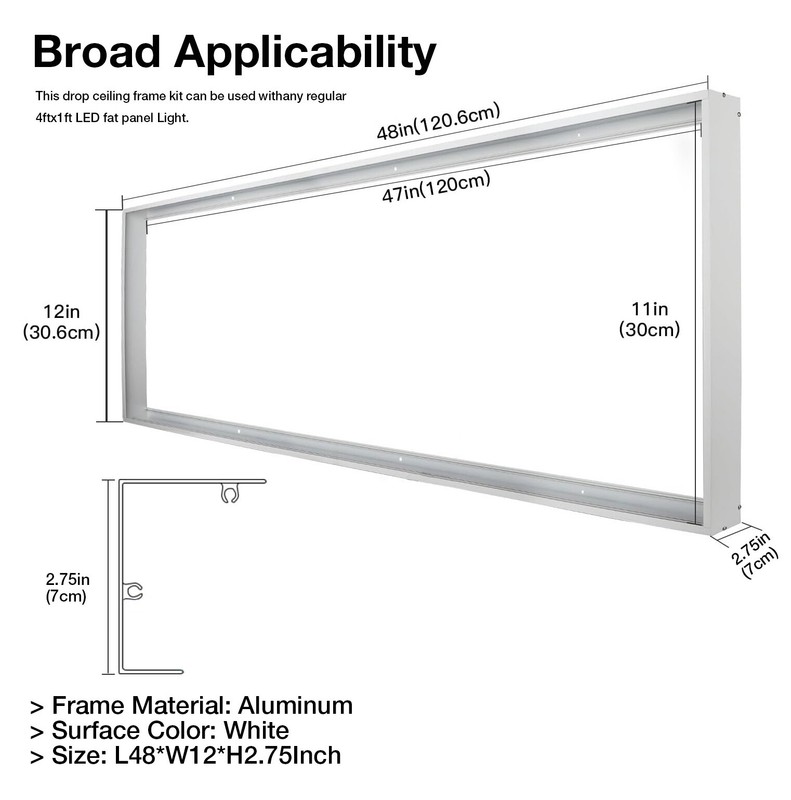 1X4 FT Surface Mounted Frame Kits for Ceiling installation, 2.75"H gallery