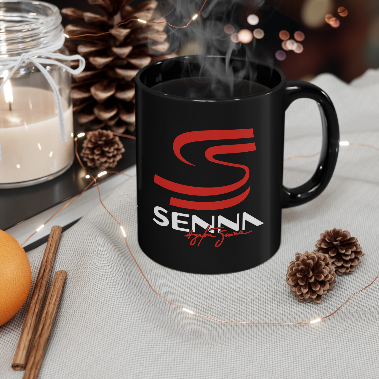 Ayrton Senna Logo 2 Side 11oz Coffee Tea Black Mug gallery
