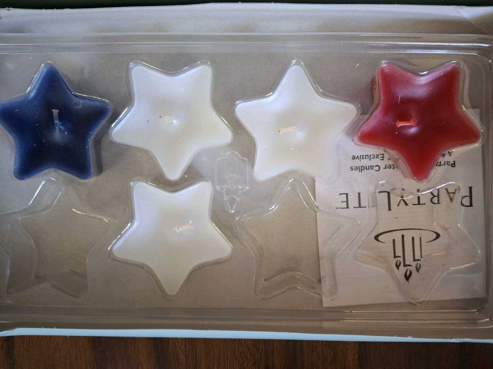 PartyLite Red, White &Blue Star Floating Candles. Americana Open Box 13 Candles gallery