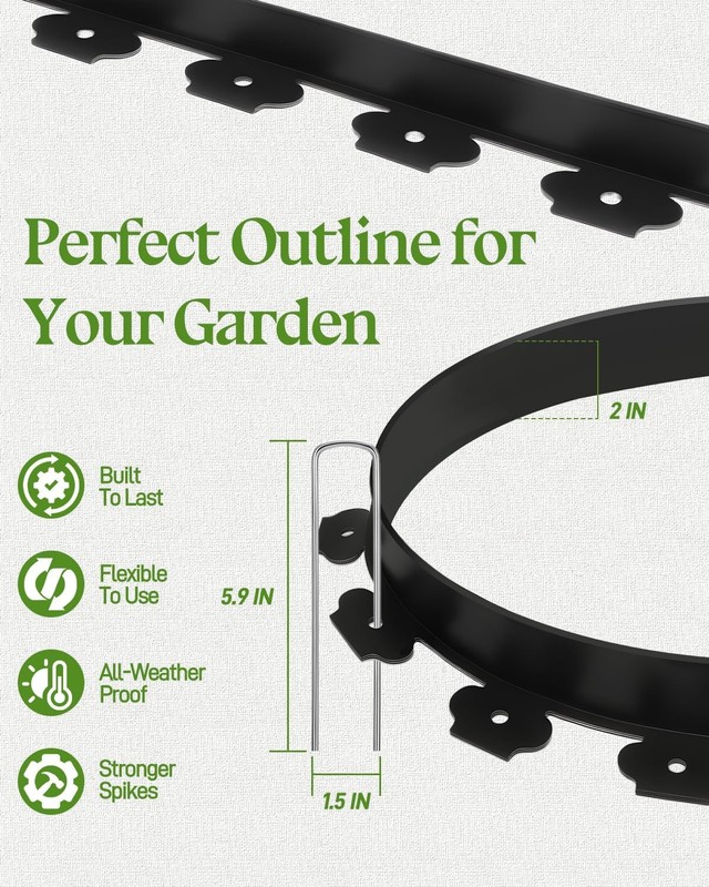 Landscape Edging Border Kit No Dig Garden Edging 40ft Flexible Lawn Border Black gallery
