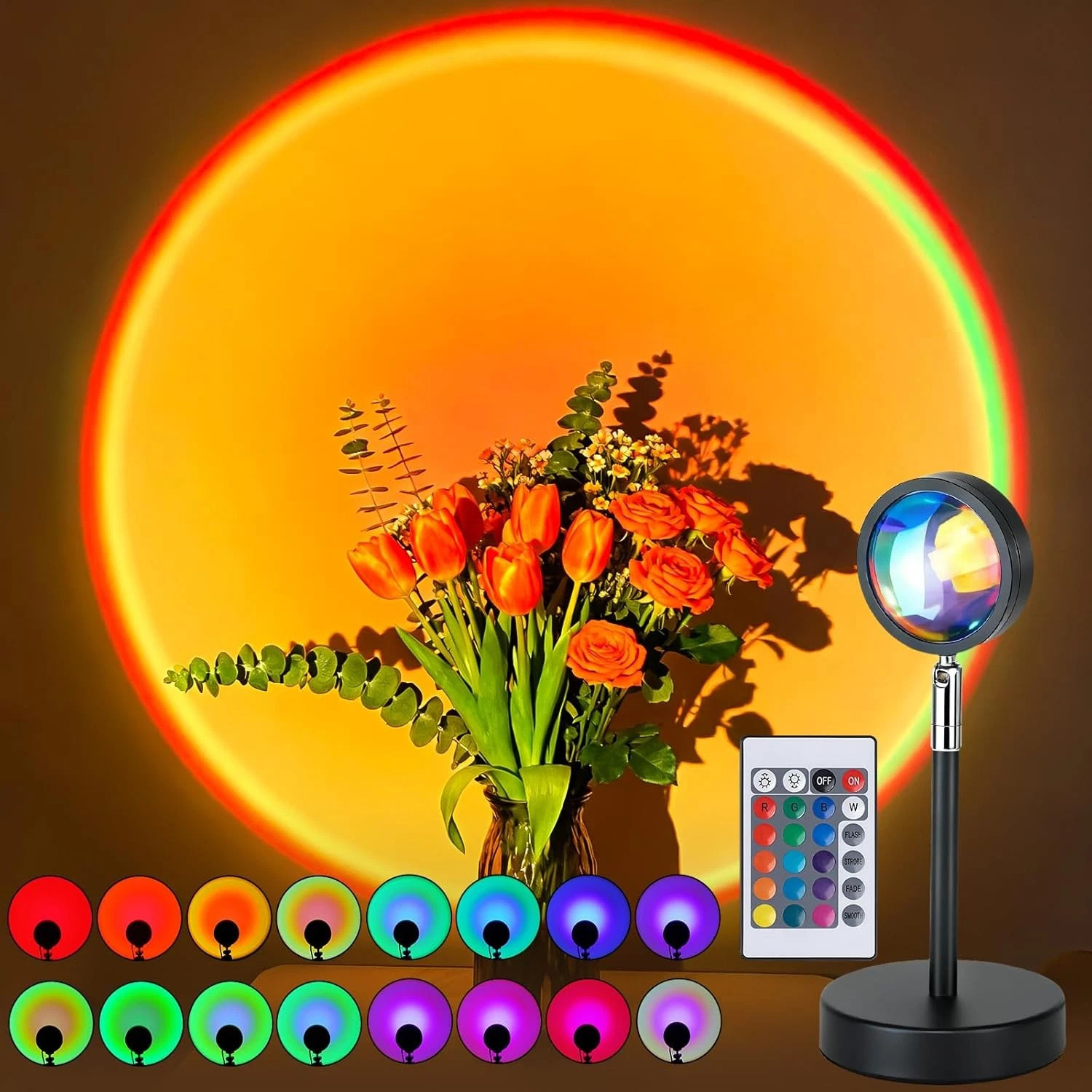 Sunset Lamp Projector, Rainbow Projection Led Lights with Remote, 16 Colors Mult gallery