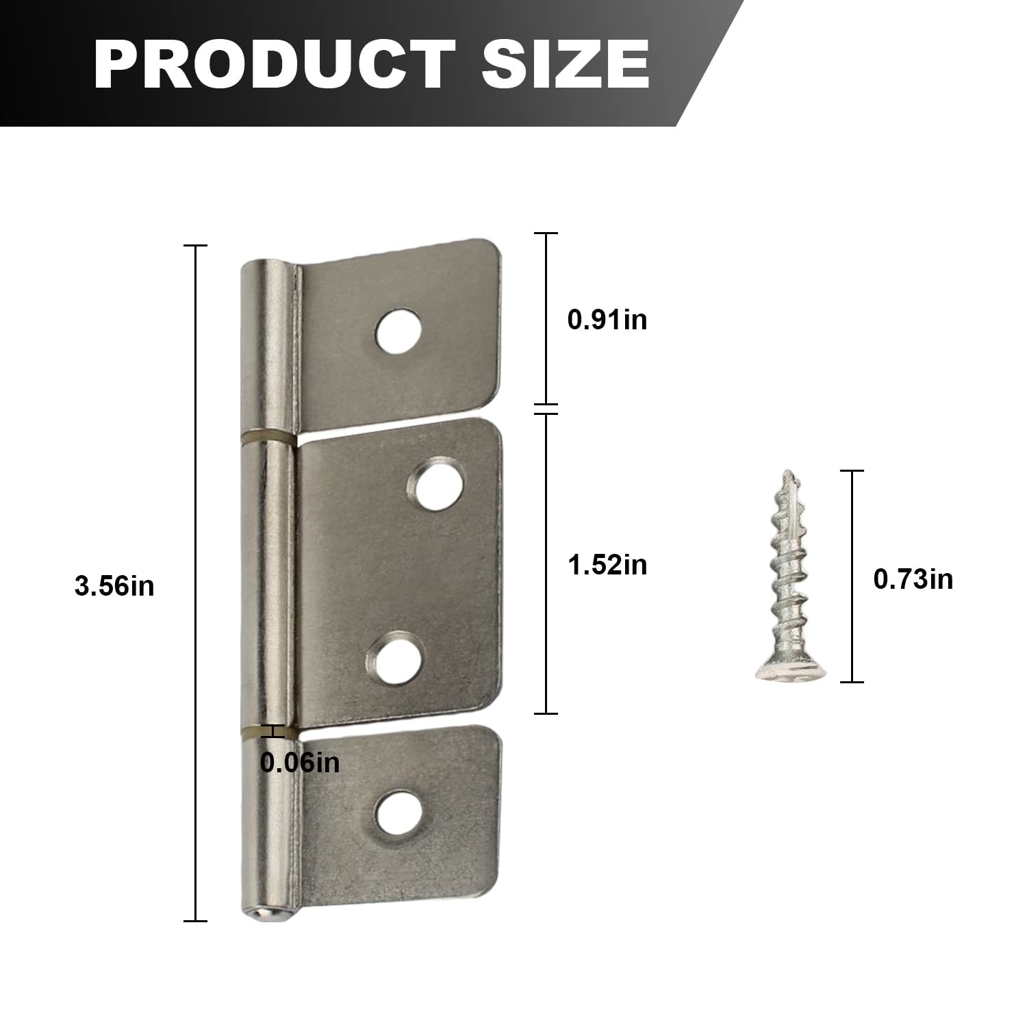 Three Leaf Non Mortised Hinge 3.46" Silver 1.51" Middle Leaf - For Mobile Home gallery