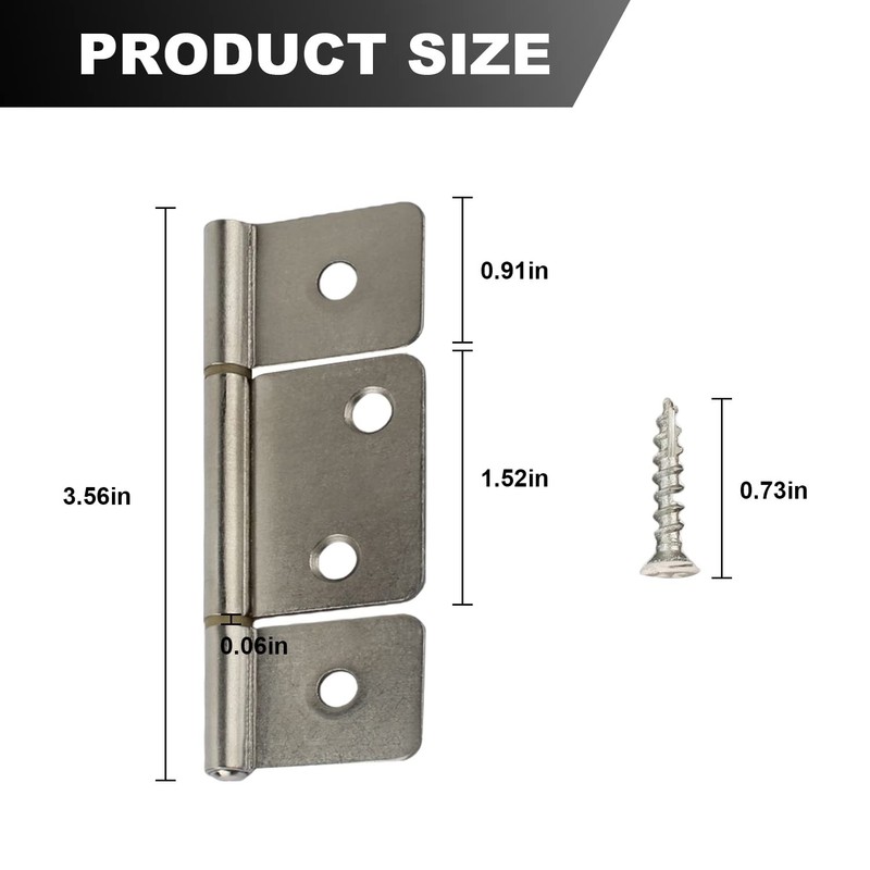 Three Leaf Non Mortised Hinge 3.46" Silver 1.51" Middle Leaf - For Mobile Home gallery