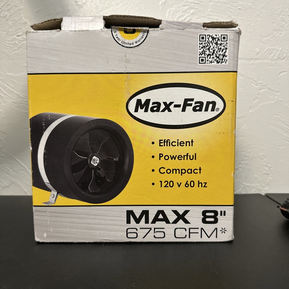 Exhaust Blower Ventilation Hydroponics, Can Fan Max Fan 8" 675 CFM EL008 E2 01