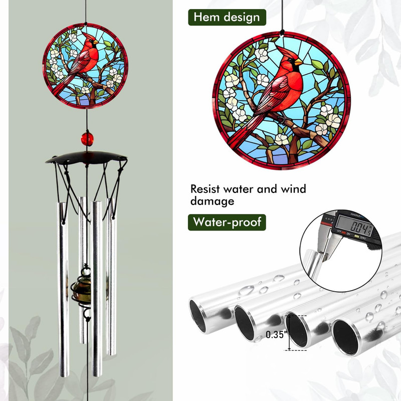 Wind Chimes for Outside 24" Cardinal Wind Chimes Outdoor Home Patio Garden Decor gallery