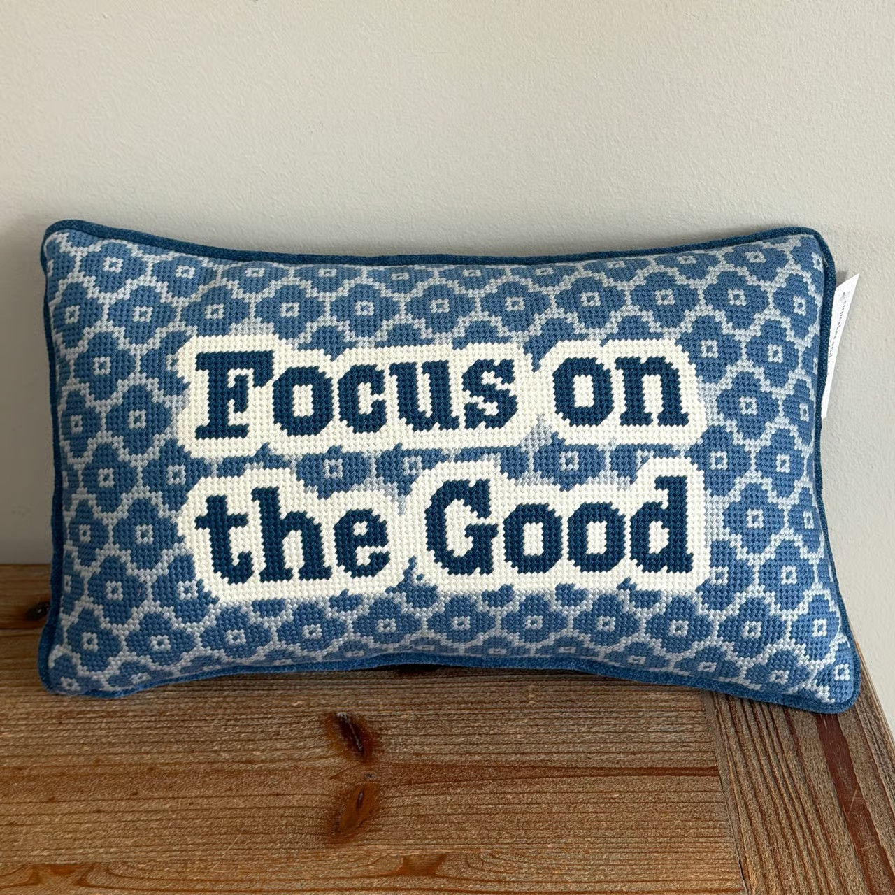 FOCUS ON THE GOOD Decorative Needlepoint Pillow by Cupcakes and Cashmere NWT gallery