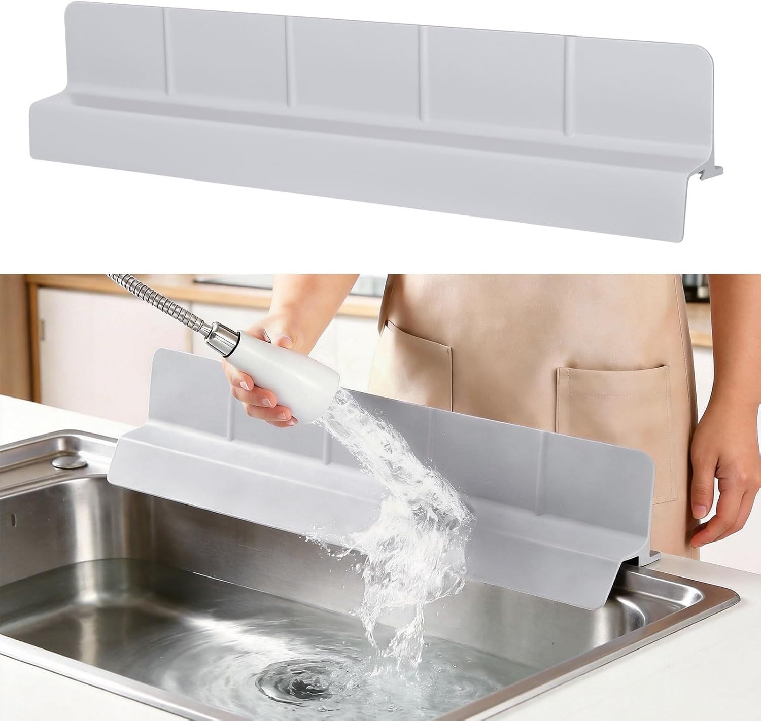 Kitchen Sink Splash Guard, with Suction Cups,18" & 23", Silicone Water Guard gallery