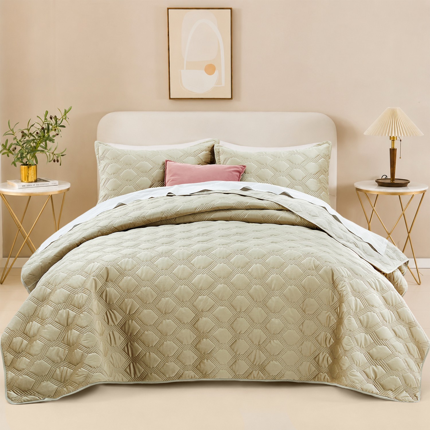 Luxury Velvet Bedspread Reversible Coverlet Quilted Soft Plush Quilt Bedding New gallery