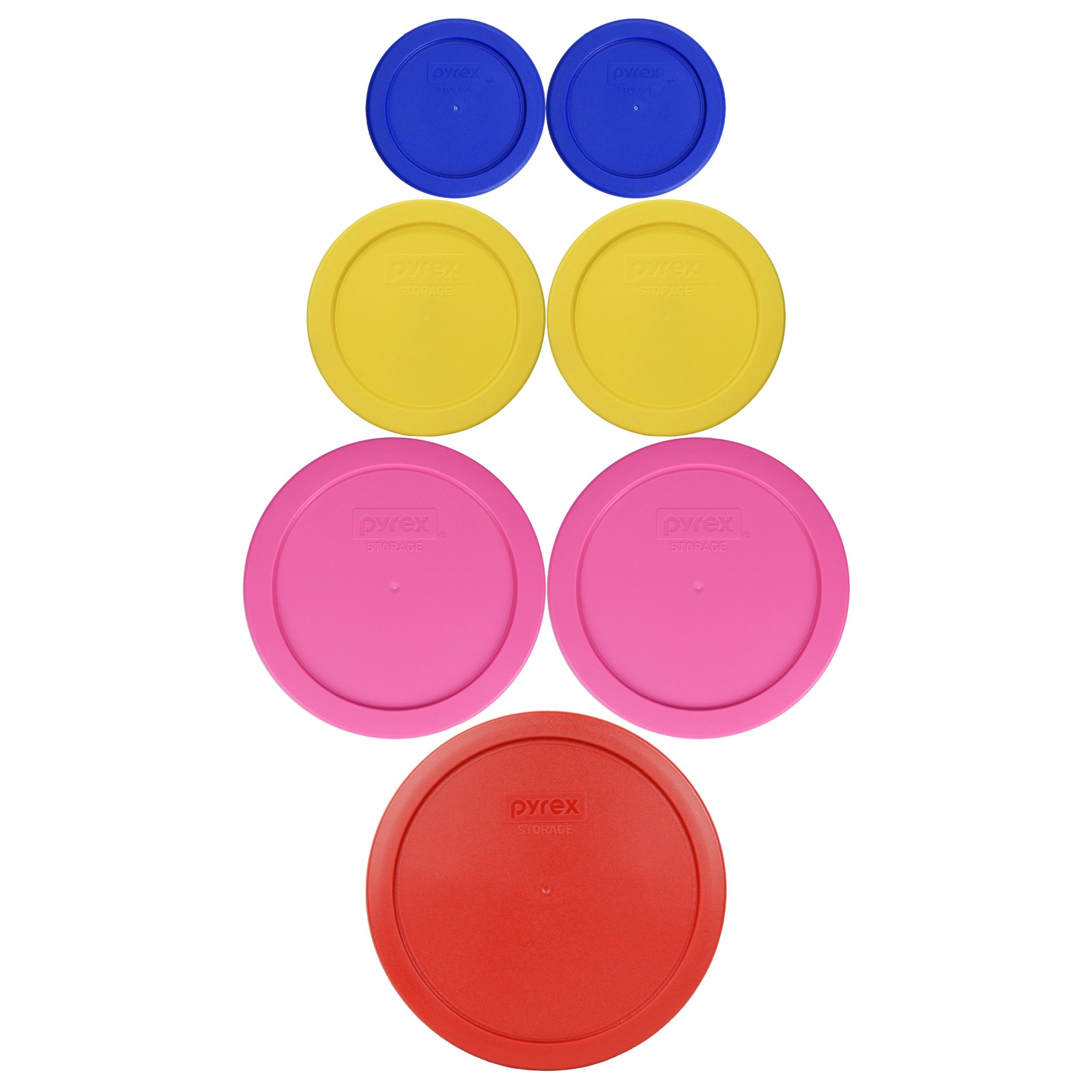 Pyrex Lids: (2) 7202-PC CB, (2) 7200-PC PTY, (2) 7201-PC PK, (1) 7402-PC PR gallery