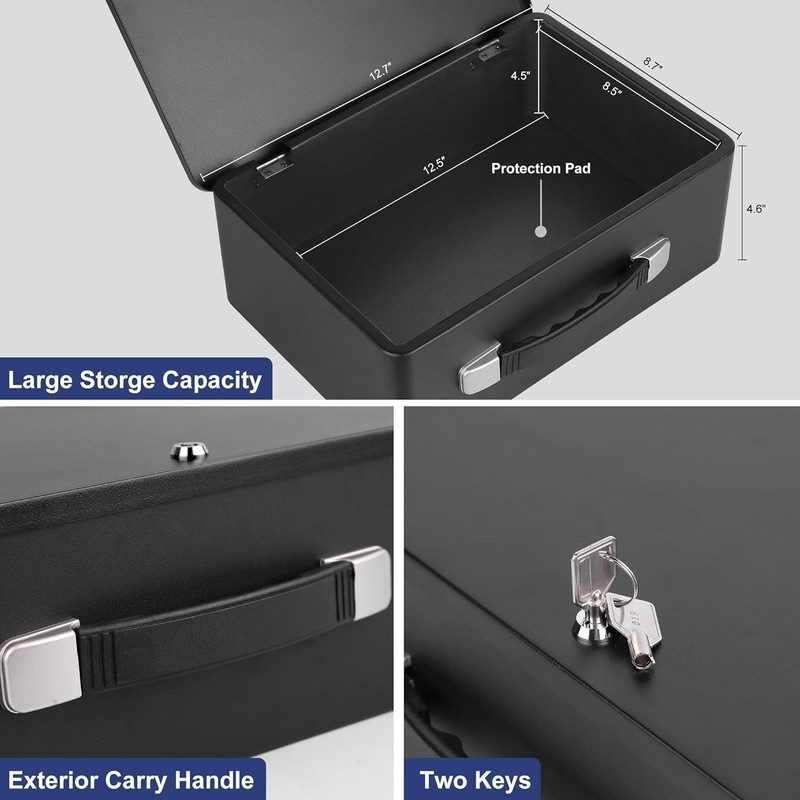 Fire Resistant Document Box with Key Lock Fireproof Safe Storge Security Chest gallery