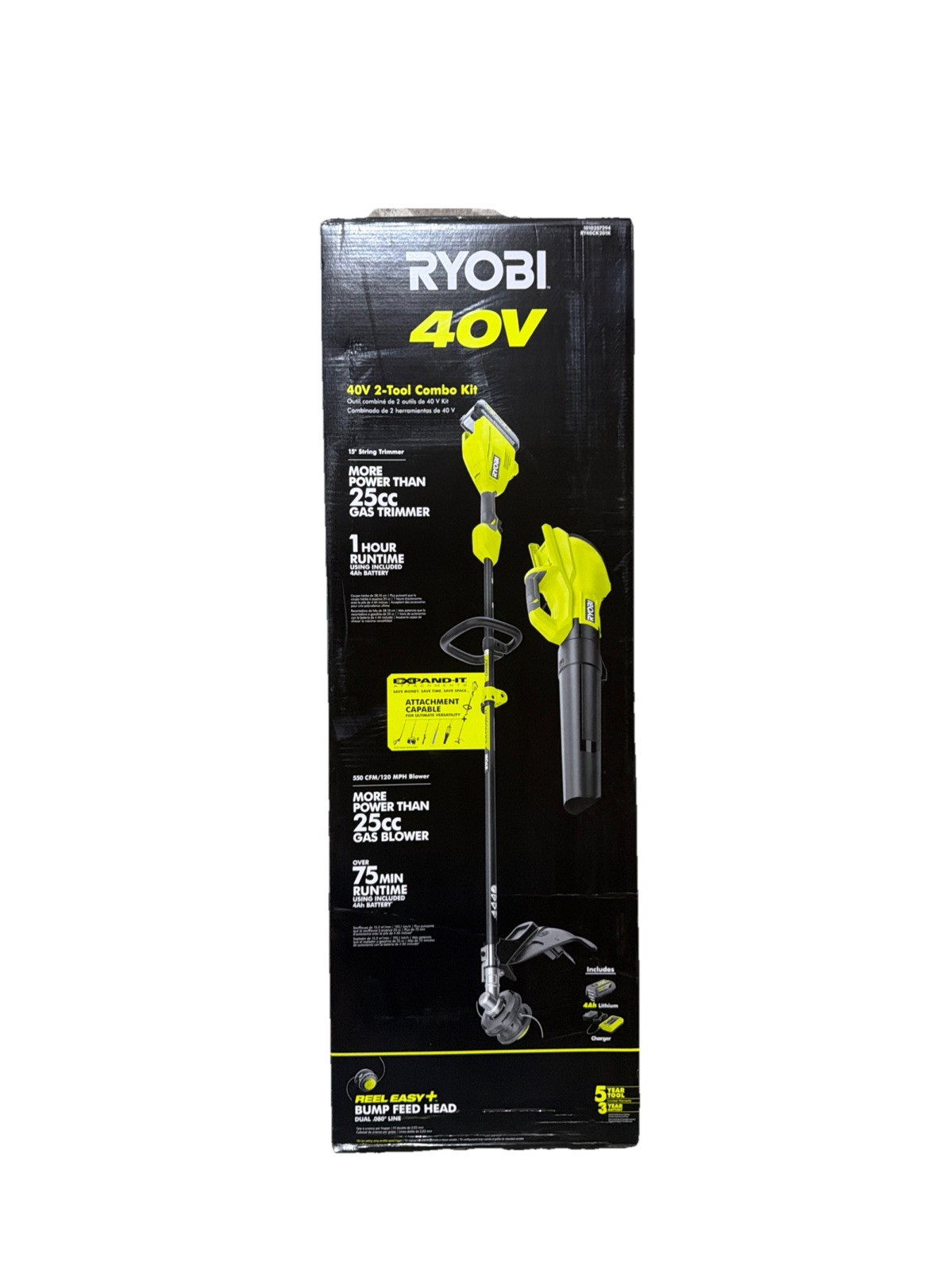 Ryobi 40V 15 in String Trimmer & 550 CFM Blower Kit W/ 4 Ah Battery RY40CK201K gallery