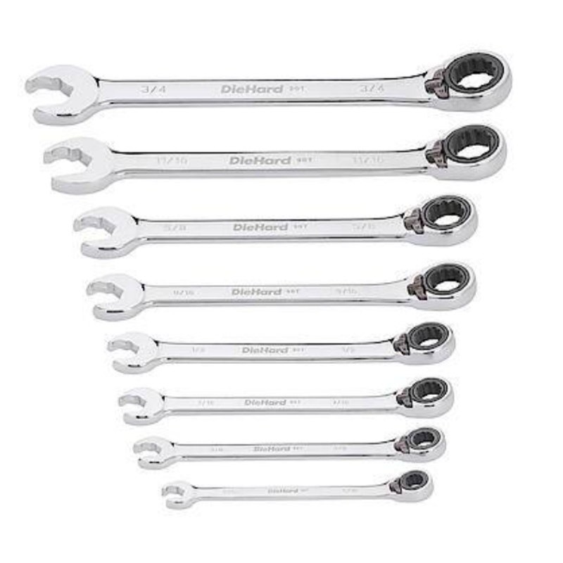 DieHard 8-Piece Reversible Ratcheting Wrench Set SAE, 12, Hand Tools 5/16 - 3/4" gallery