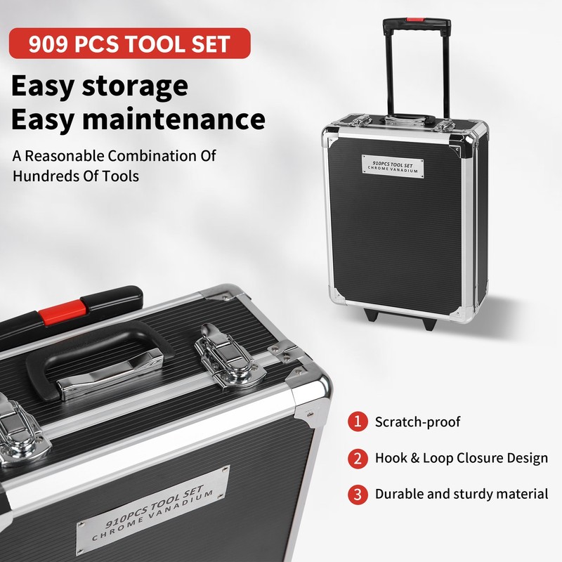 910 Piece Mechanics Tool Set Metric Socket Wrench Set Repair Tool Kit with Case gallery