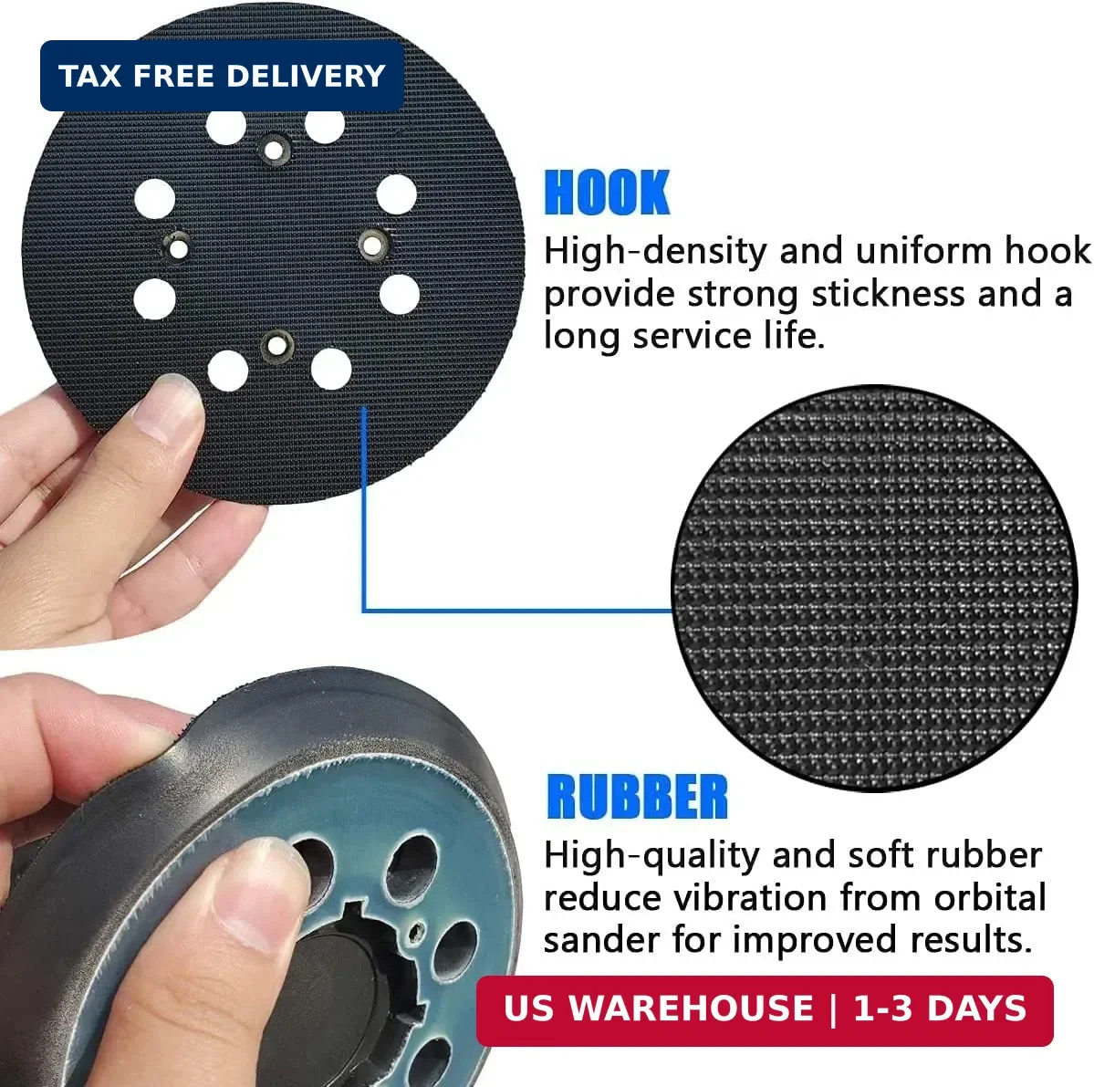 5 Inch Replacement Sander Pad for Craftsman CMCW220B & CMEW231 Sander - 5" 8 Hol gallery